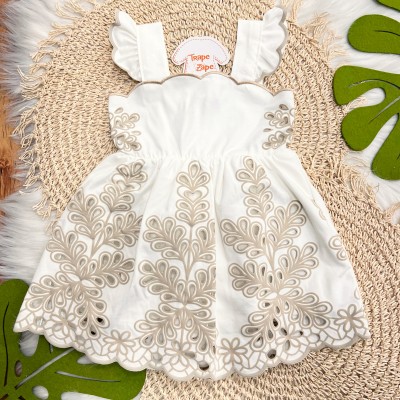 Vestido em Lese de Plantinhas - Off White